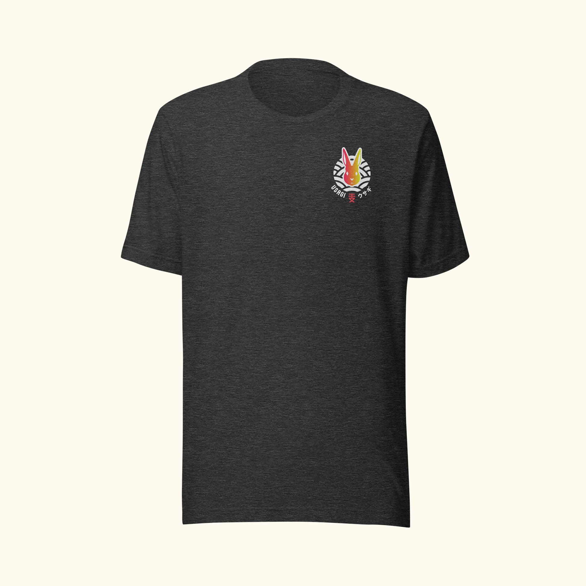 Unisex staple tee dark grey heather front side on transparent background