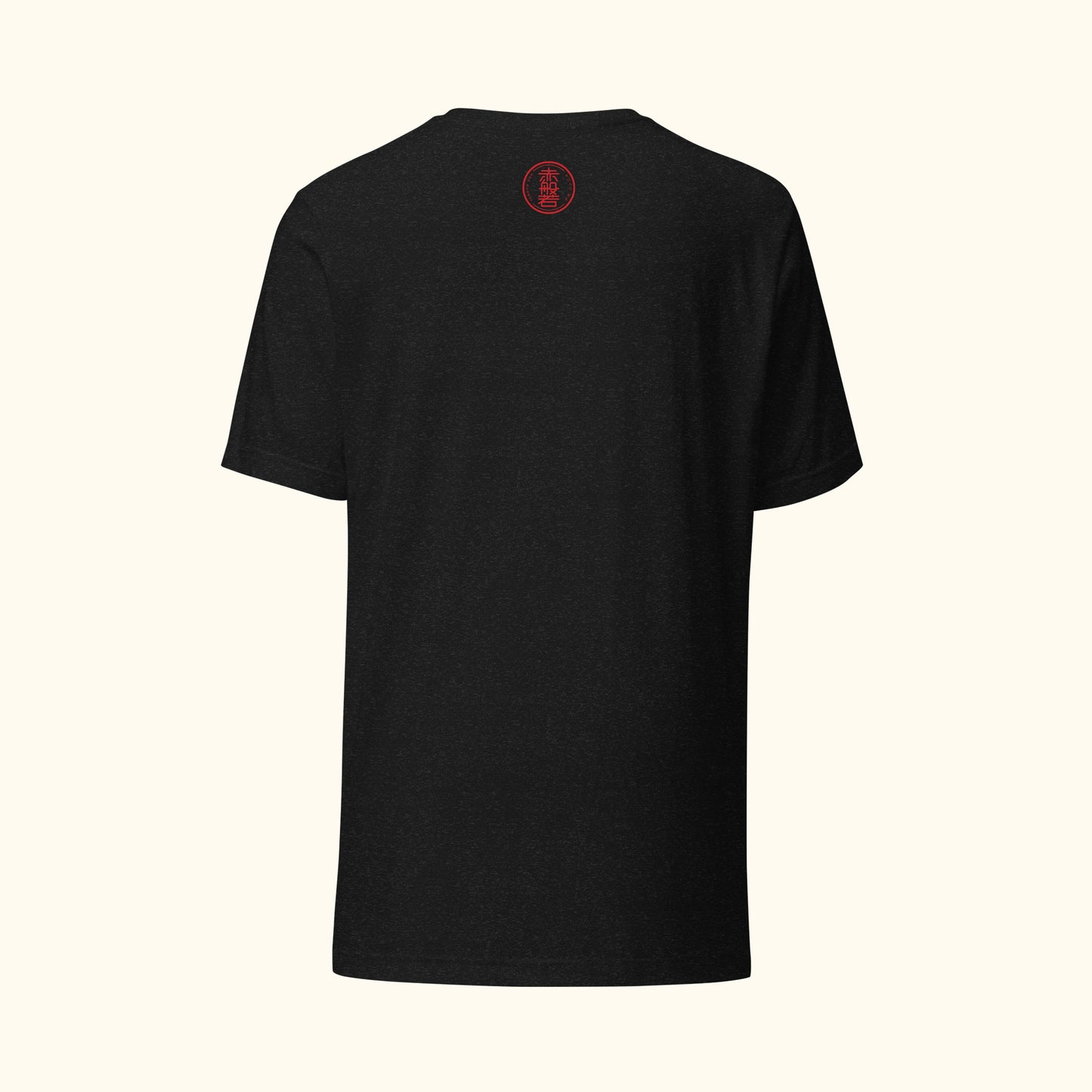 One-Life tee heather black back side on transparent background