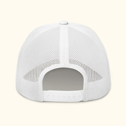 Back view white retro trucker hat