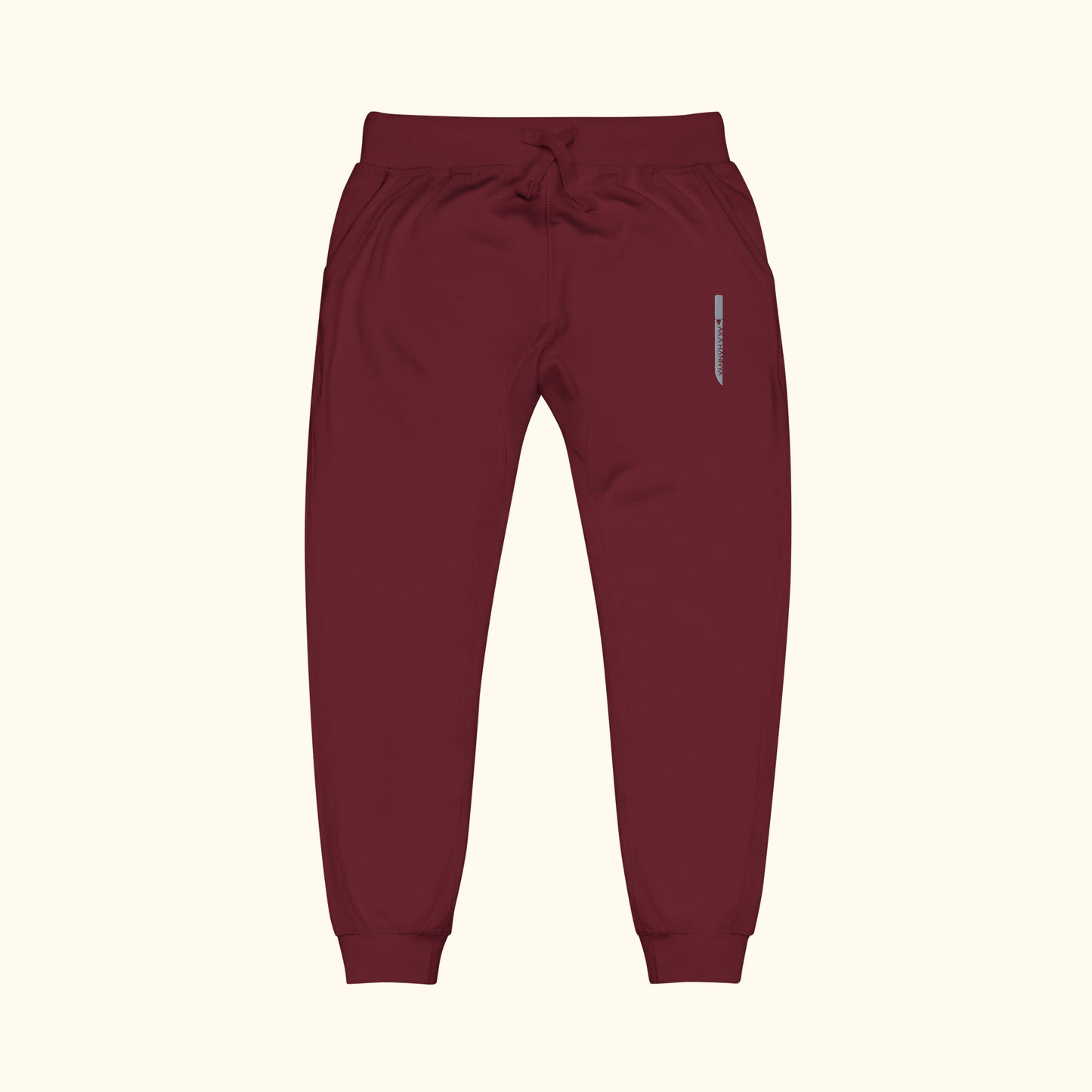 maroon unisex dagger fleece sweatpants on transparent background