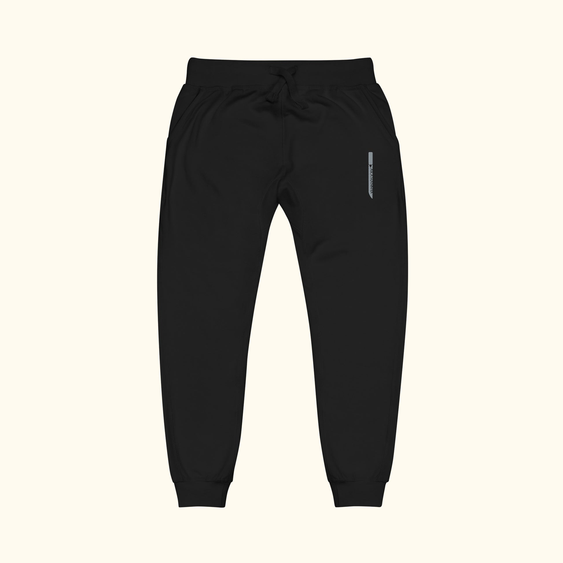 black unisex dagger fleece sweatpants on transparent background