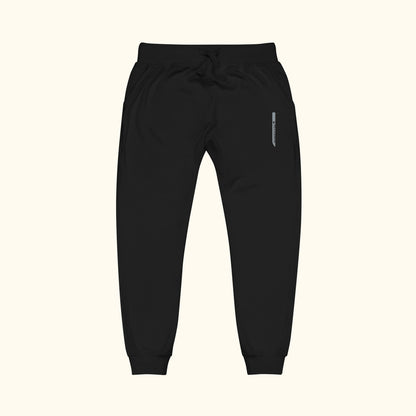 black unisex dagger fleece sweatpants on transparent background