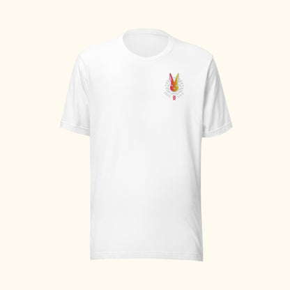 Unisex staple tee white front side on transparent background