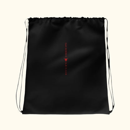 Back view hannya red drawstring bag